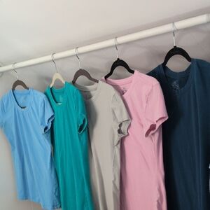 Stylish Women's Short Sleeve Tee Set - Blue, Teal, Gray, Pink, Navy